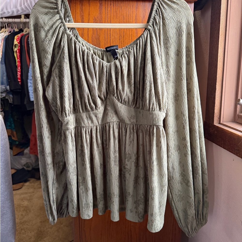 Torrid Sage Green Textured Blouse
